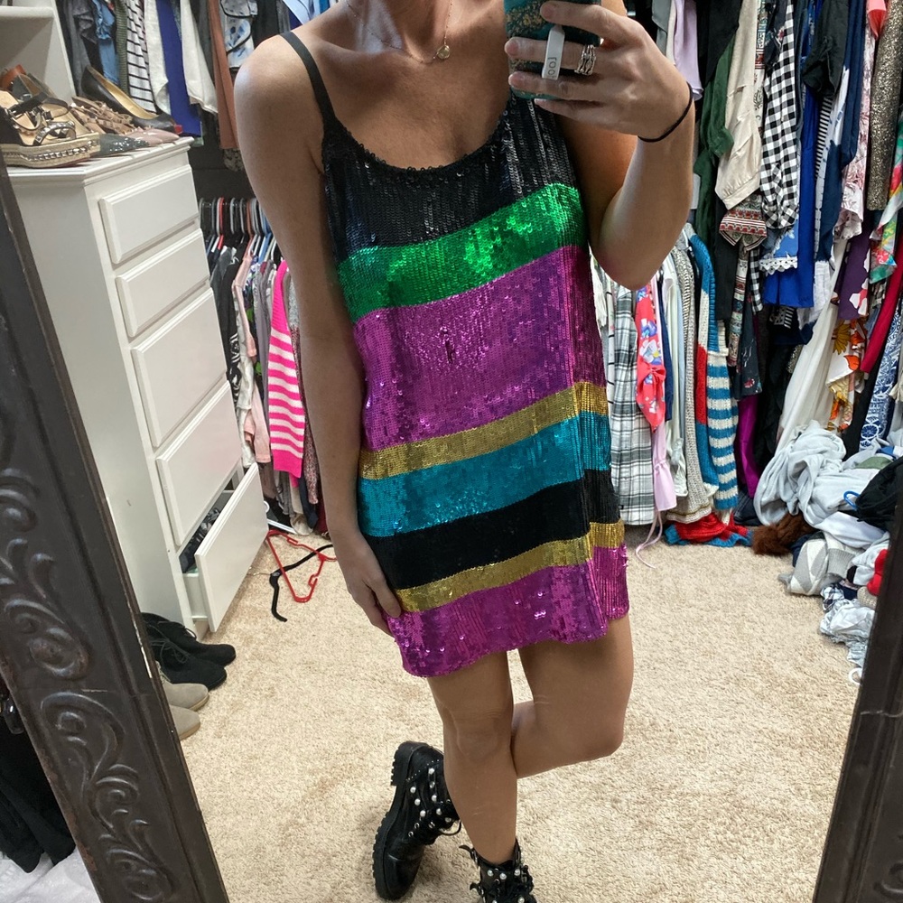 Catherine Malandrino stripe sequin dress size 6